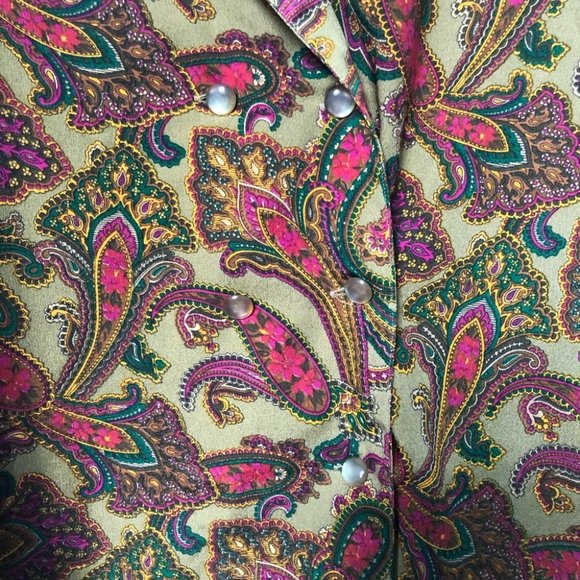 Vintage Select by Elite Paisley Button UpSecretary Blouse - Picture 6 of 6